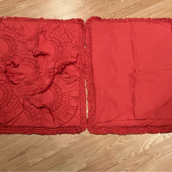 Anthropologie Rivulet Quilted 2pc standard pillow shams CORAL - Picture 10 of 10